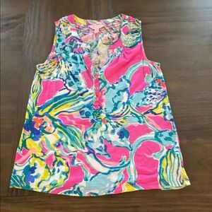Lilly Pulitzer Pink and Green Sleeveless Tank Top